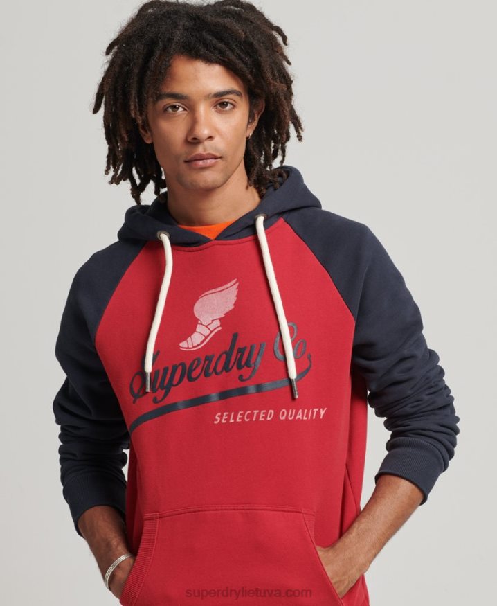 Superdry Vintage Achilles Raglan Hoodie Red Men