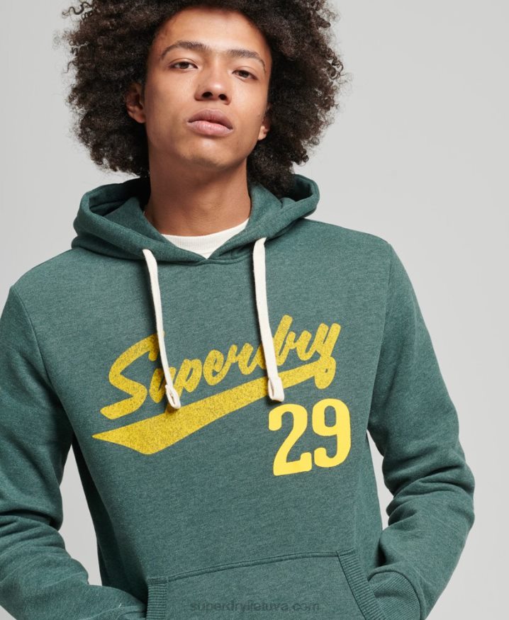 Superdry Vintage Athletic City Script Hoodie Green Men