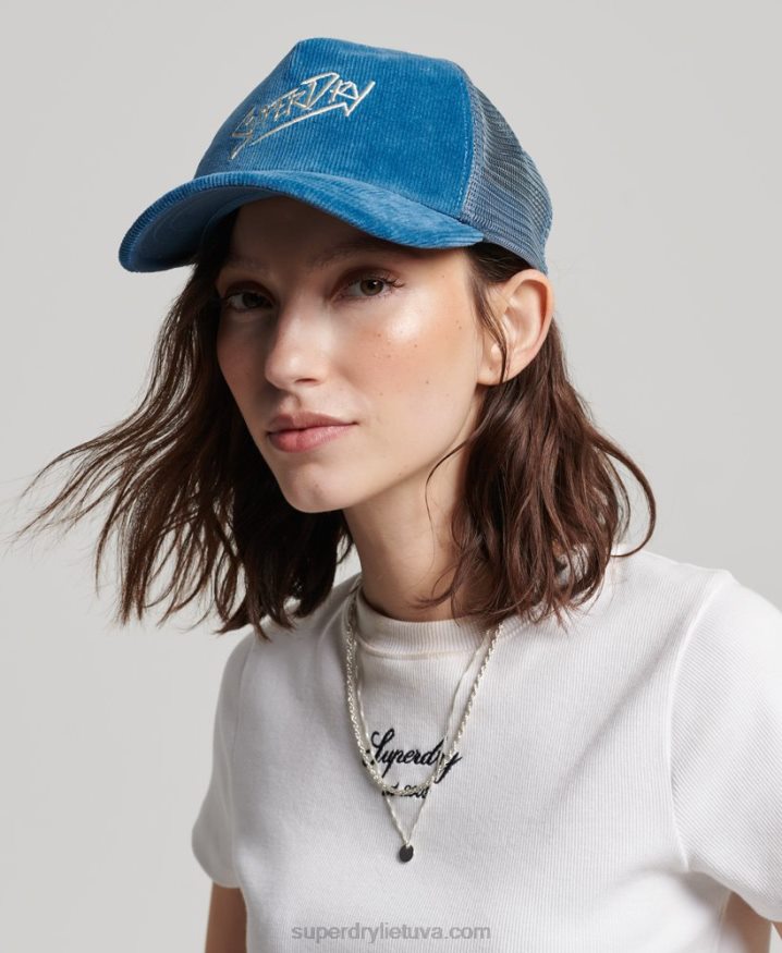 Superdry Vintage Brand Mark Cord Cap Blue Men