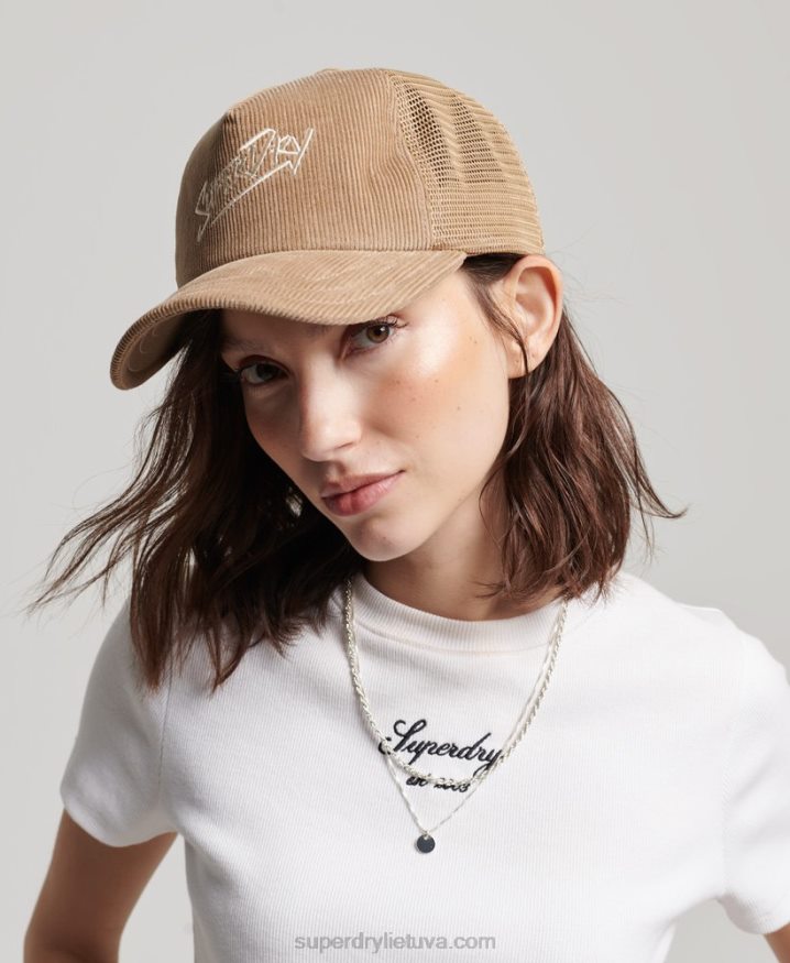 Superdry Vintage Brand Mark Cord Cap Brown Men