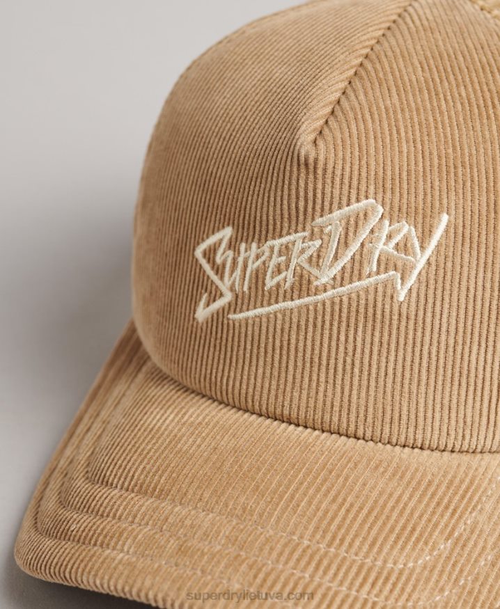 Superdry Vintage Brand Mark Cord Cap Brown Men