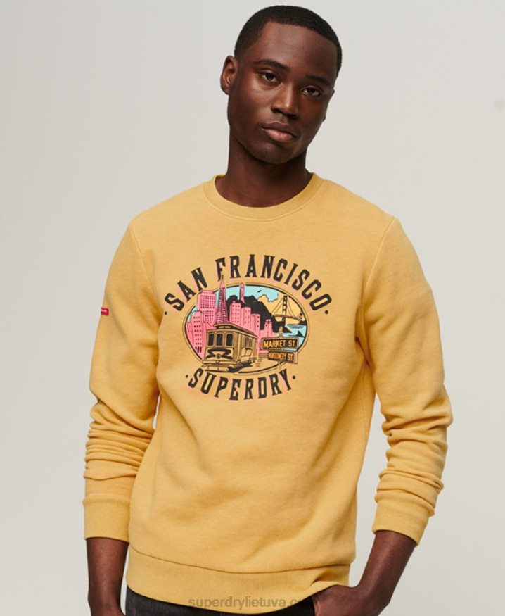 Superdry Vintage City Souvenir Crew Sweatshirt Yellow Men