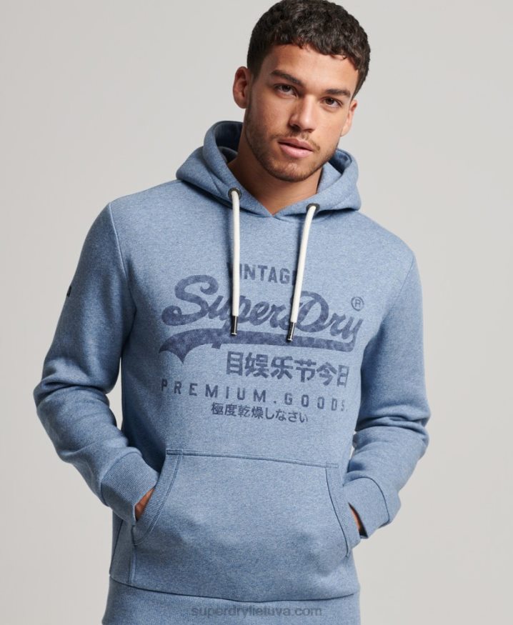 Superdry Vintage Logo Americana Hoodie Light Blue Men