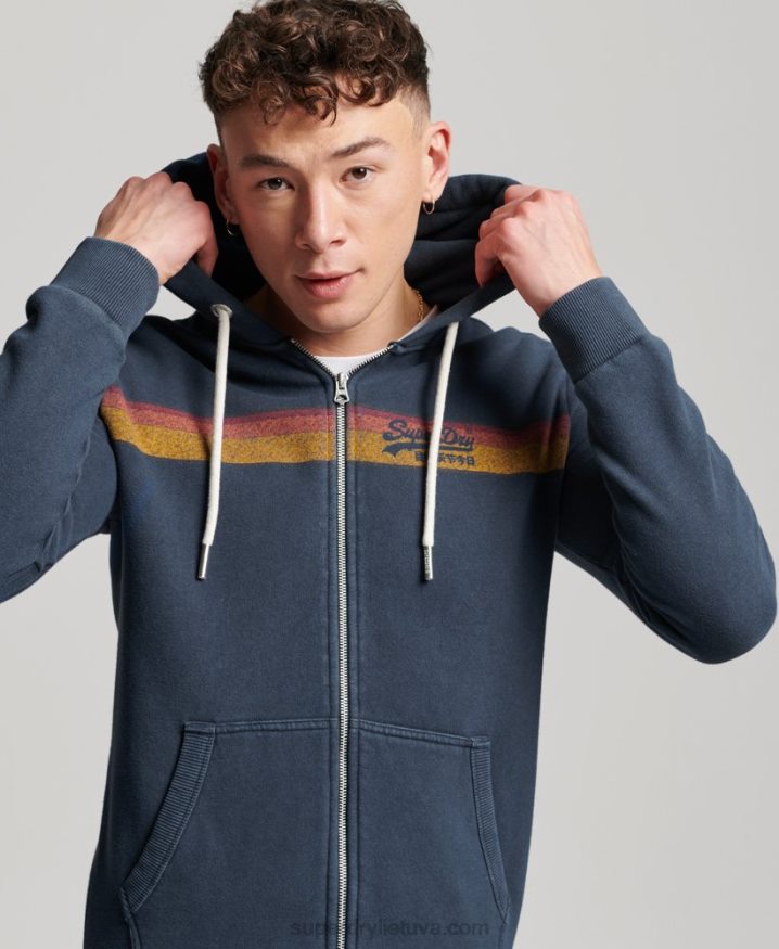 Superdry Vintage Logo Cali Zip Hoodie Navy Men