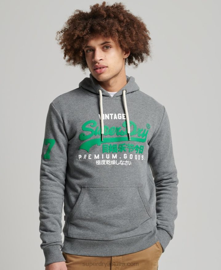 Superdry Vintage Logo Classic Hoodie Grey Men