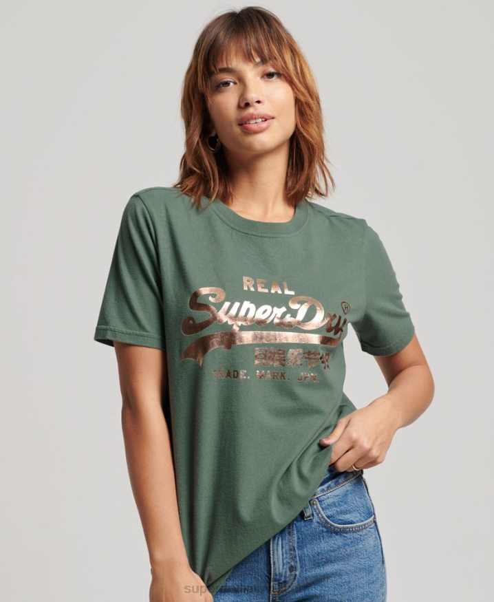 Superdry Vintage Logo Embellished T-shirt Green Women