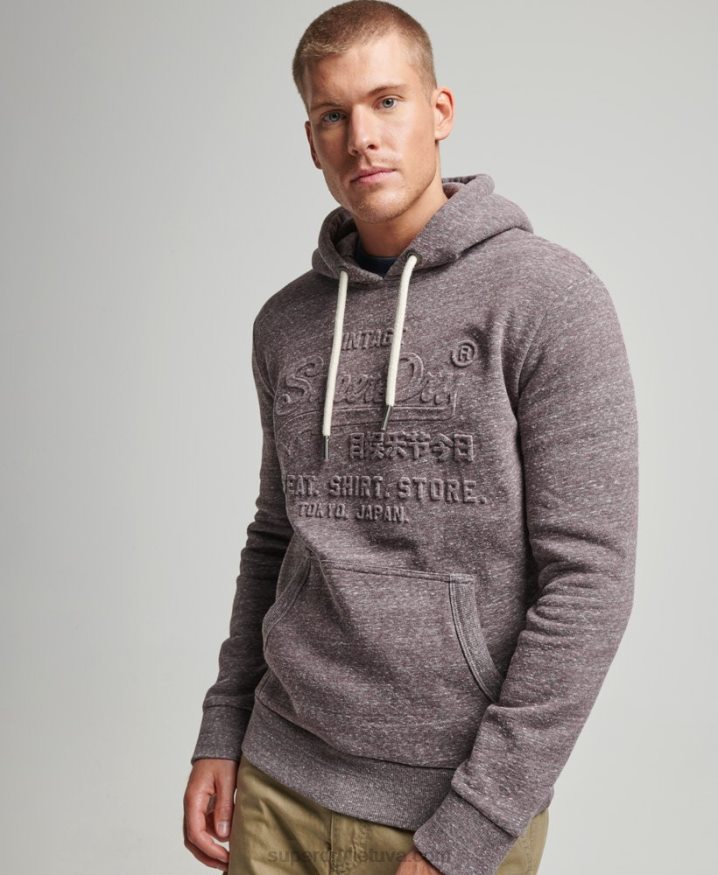 Superdry Vintage Logo Embossed Hoodie Brown Men