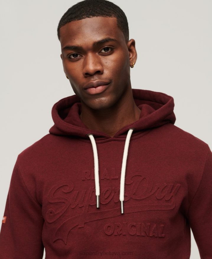 Superdry Vintage Logo Embossed Hoodie Red Men