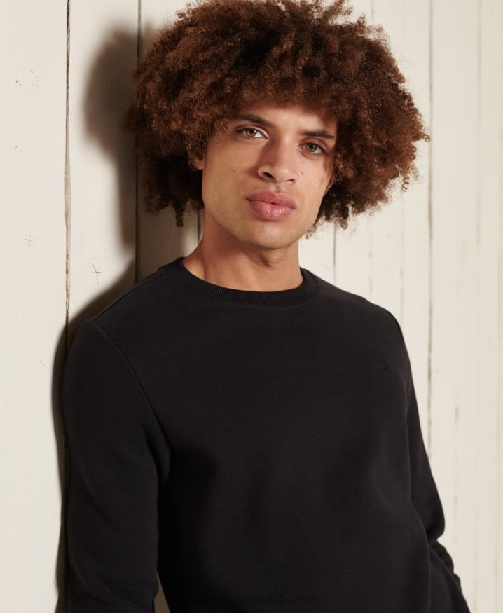 Superdry Vintage Logo Embroidered Crew Sweatshirt Black Men