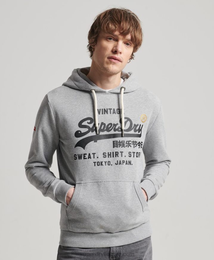Superdry Vintage Logo Store Classic Hoodie Grey Men