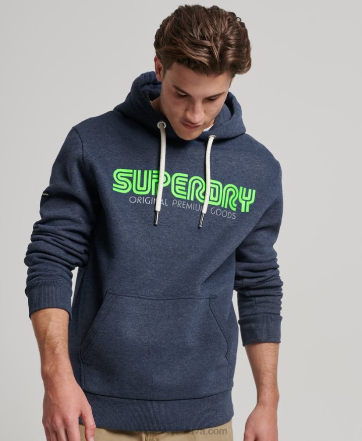 Superdry Vintage Retro Repeat Hoodie Blue Men