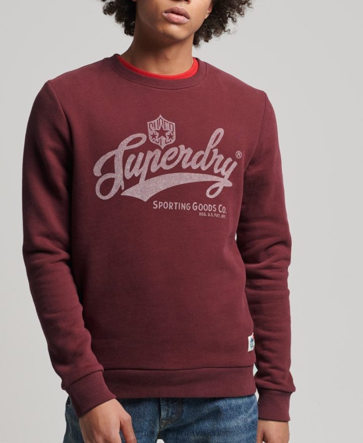Superdry Vintage Script Style Collegiate Crew Sweatshirt Red Men