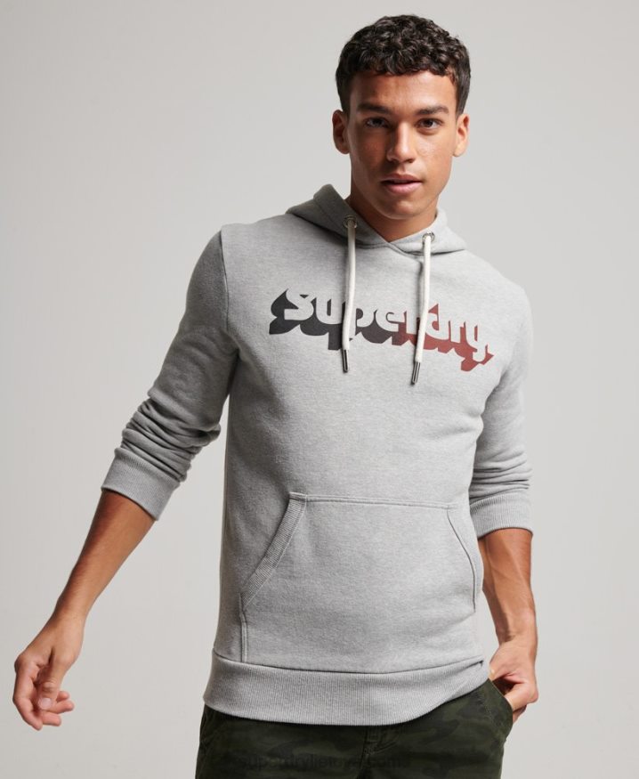 Superdry Vintage Shadow Hoodie Light Grey Men