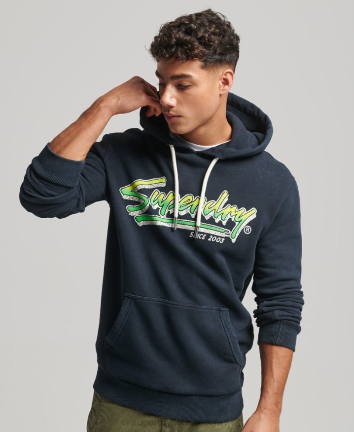 Superdry Vintage Shapers  Makers Hoodie Navy Men