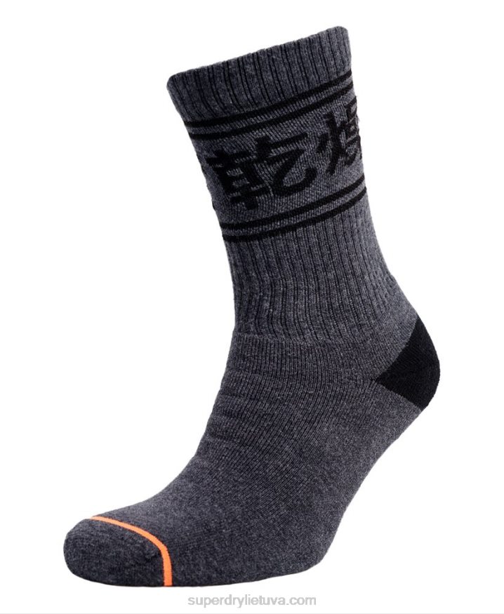Superdry Organic Cotton Trophy Crew Sock Triple Pack Dark Grey Men
