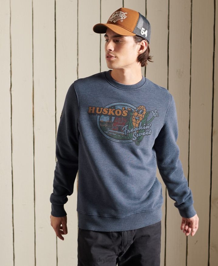 Superdry Heritage Mountain Crew Sweatshirt Navy Men