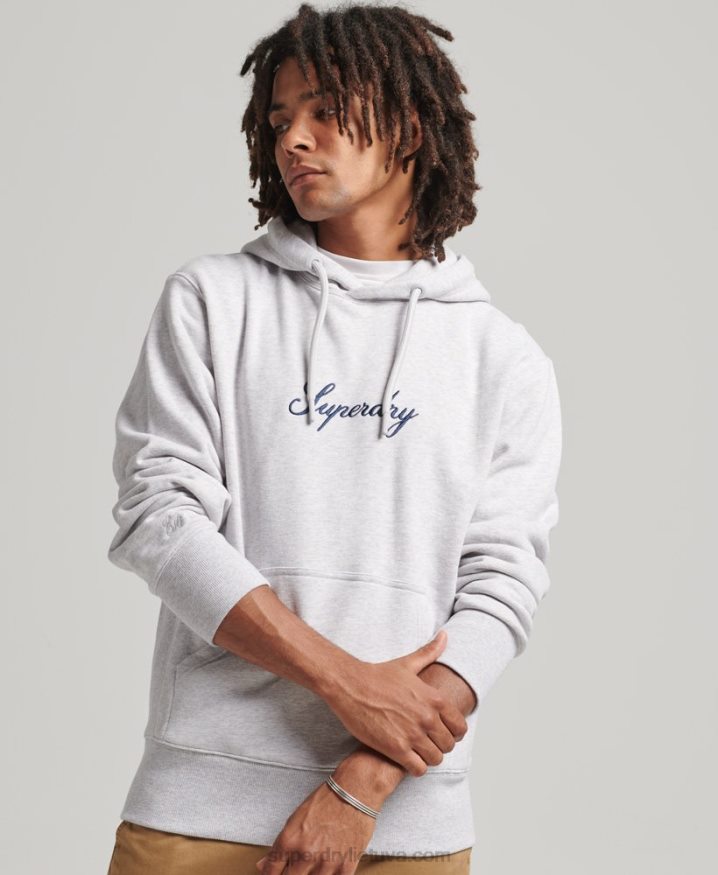 Superdry Logo Heritage Hoodie Grey Men