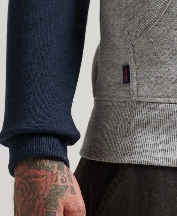 Superdry Organic Cotton Essential Logo Baseball Zip Hoodie Grey Men