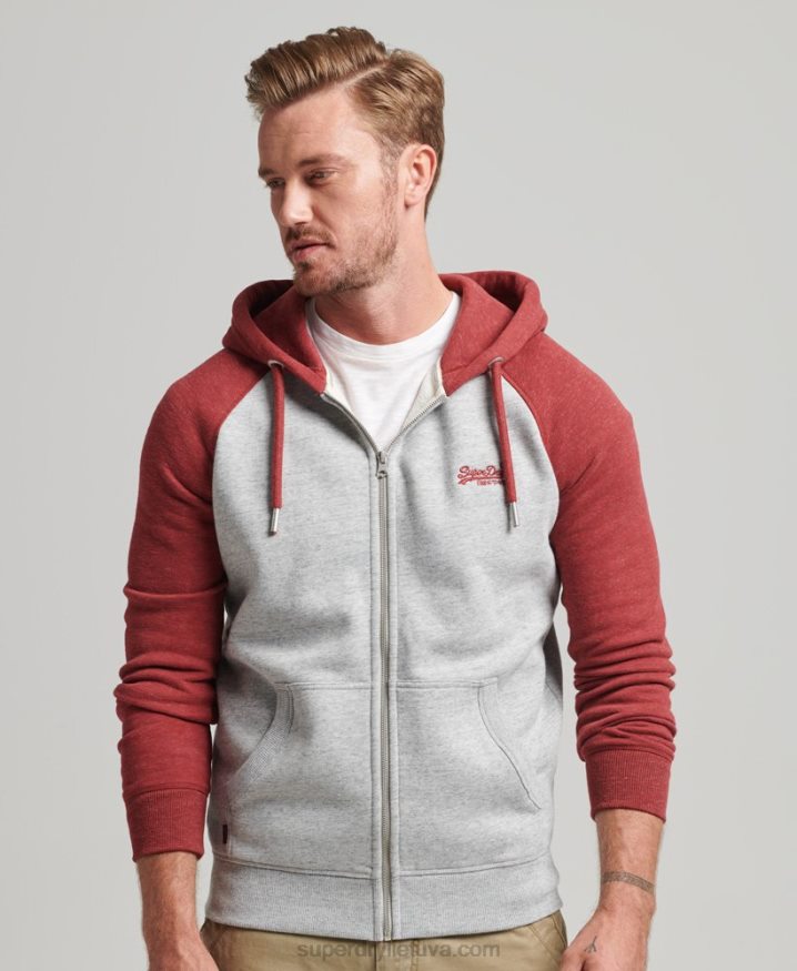 Superdry Organic Cotton Essential Logo Baseball Zip Hoodie Light Grey Men