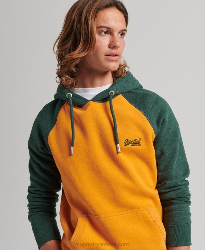 Superdry Organic Cotton Vintage Logo Baseball Hoodie Gold Men