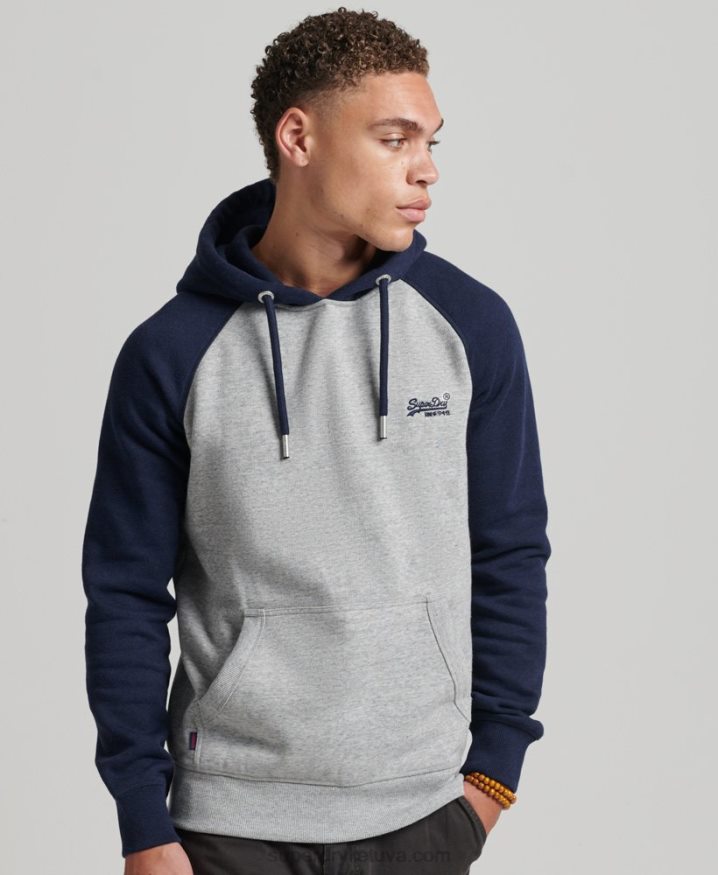 Superdry Organic Cotton Vintage Logo Baseball Hoodie Grey Men