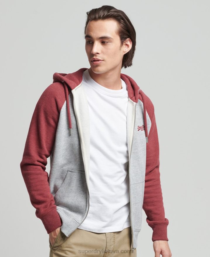Superdry Organic Cotton Vintage Logo Baseball Zip Hoodie Light Grey Men