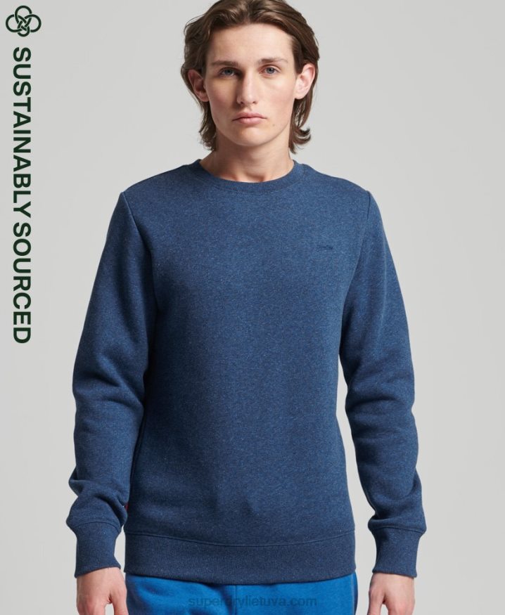 Superdry Organic Cotton Vintage Logo Crew Sweatshirt Blue Men
