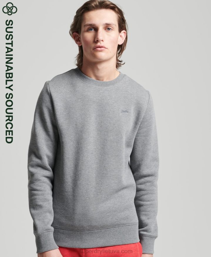 Superdry Organic Cotton Vintage Logo Crew Sweatshirt Grey Men