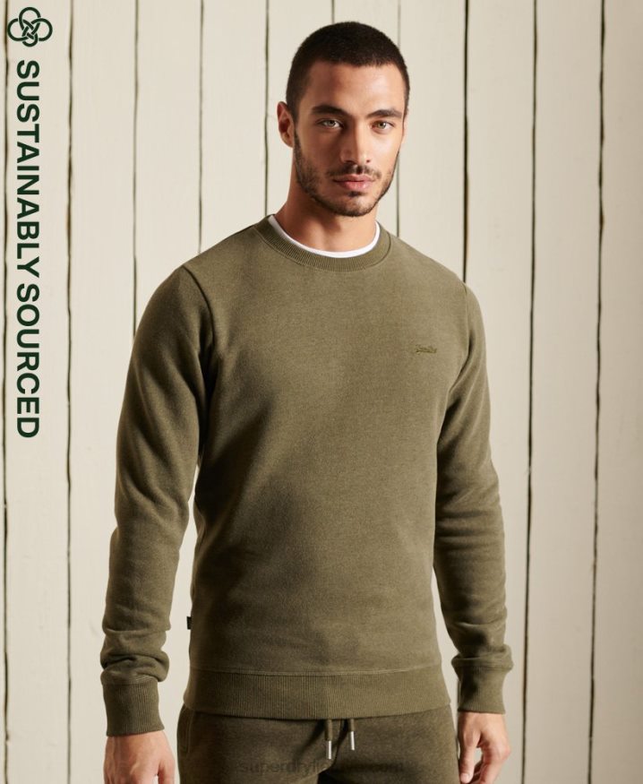 Superdry Organic Cotton Vintage Logo Crew Sweatshirt Khaki Men