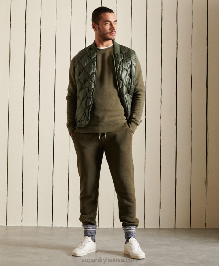 Superdry Organic Cotton Vintage Logo Crew Sweatshirt Khaki Men