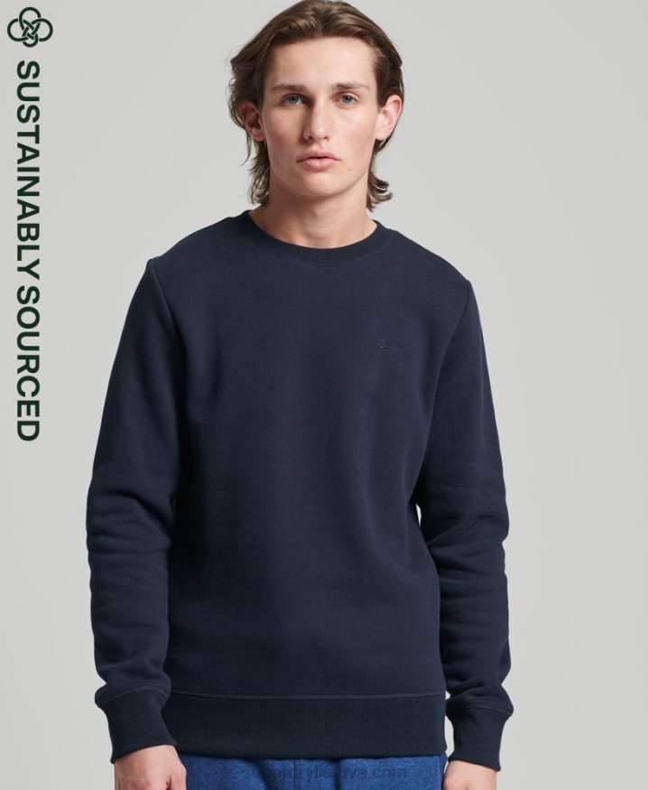 Superdry Organic Cotton Vintage Logo Crew Sweatshirt Navy Men