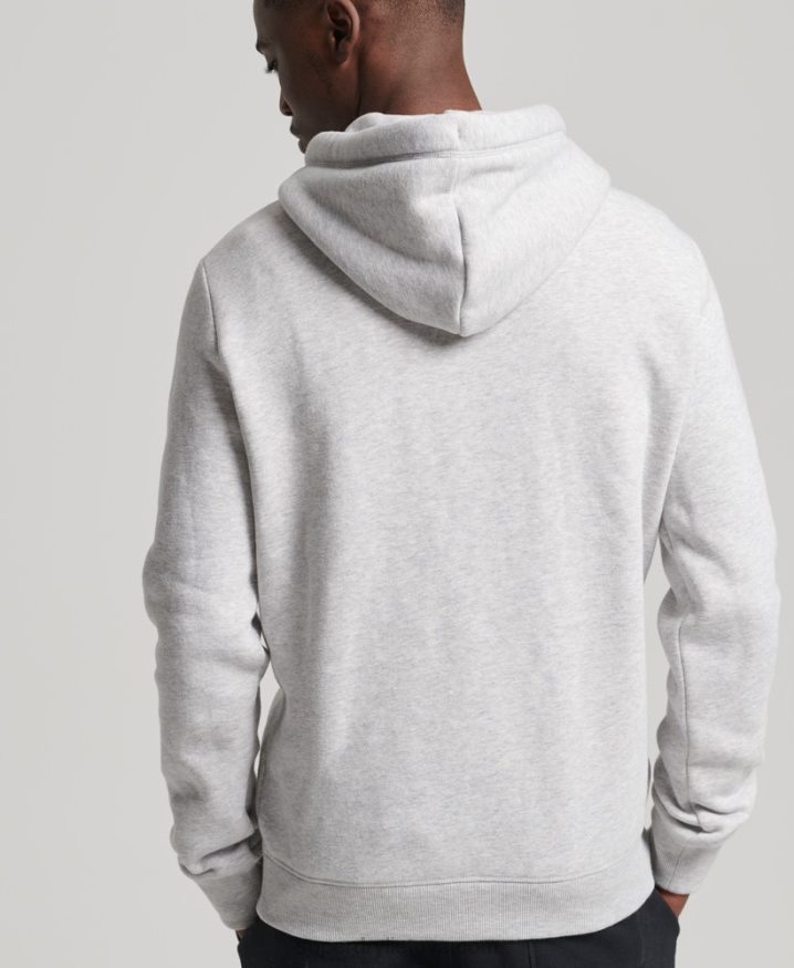 Superdry Organic Cotton Vintage Logo Embroidered Hoodie Light Grey Men