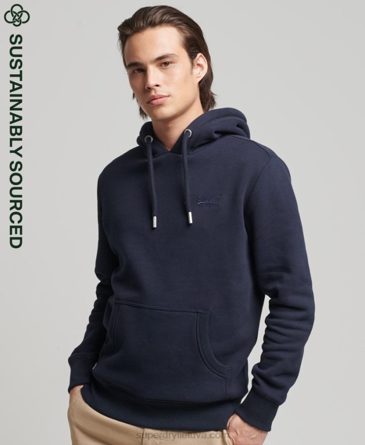 Superdry Organic Cotton Vintage Logo Embroidered Hoodie Navy Men