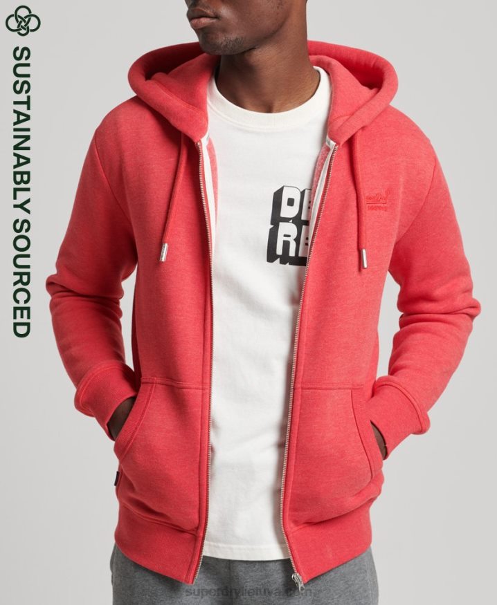 Superdry Organic Cotton Vintage Logo Embroidered Zip Hoodie Red Men