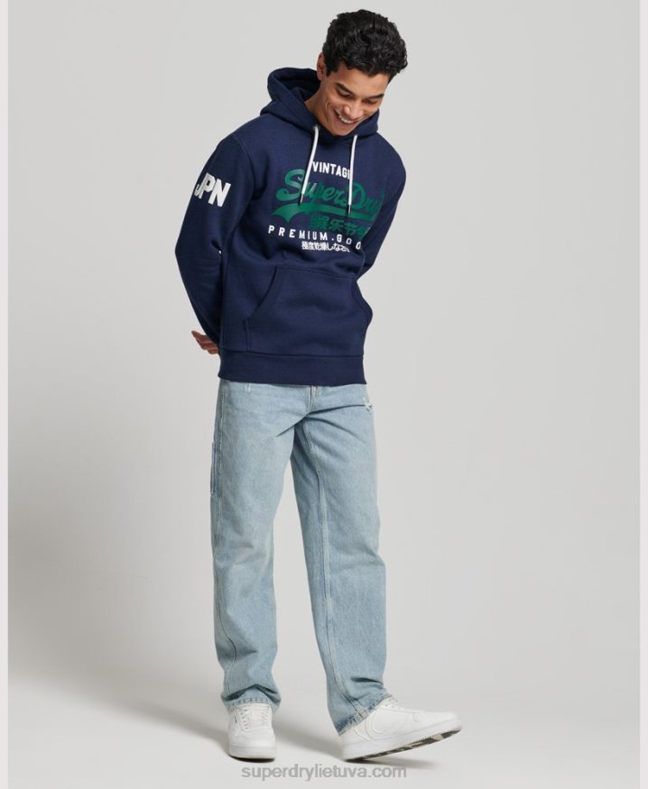 Superdry Organic Cotton Vintage Logo Hoodie Dark Blue Men