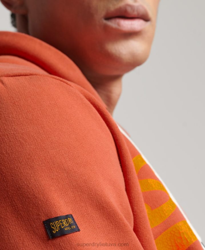 Superdry Vintage Logo Premium Overdyed Hoodie Orange Men
