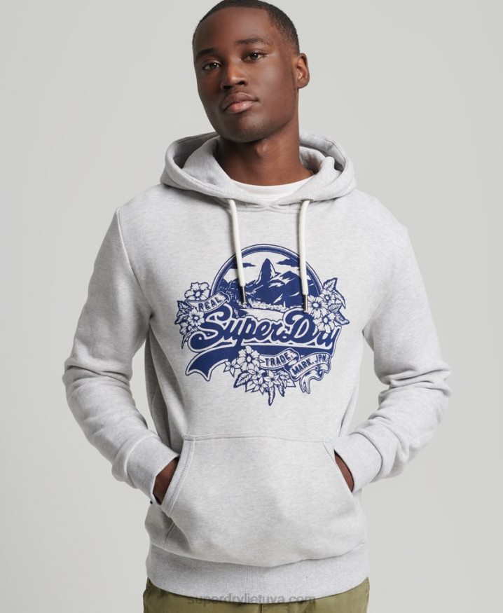 Superdry Vintage Logo Seasonal Hoodie Light Grey Men