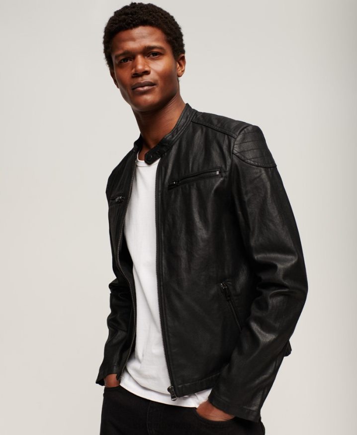 Superdry Vintage Coated Denim Racer Jacket Black Men