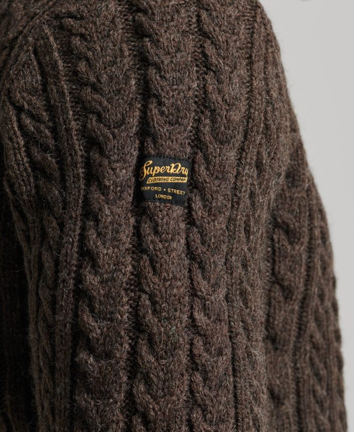 Superdry Vintage Jacob Henley Jumper Brown Men