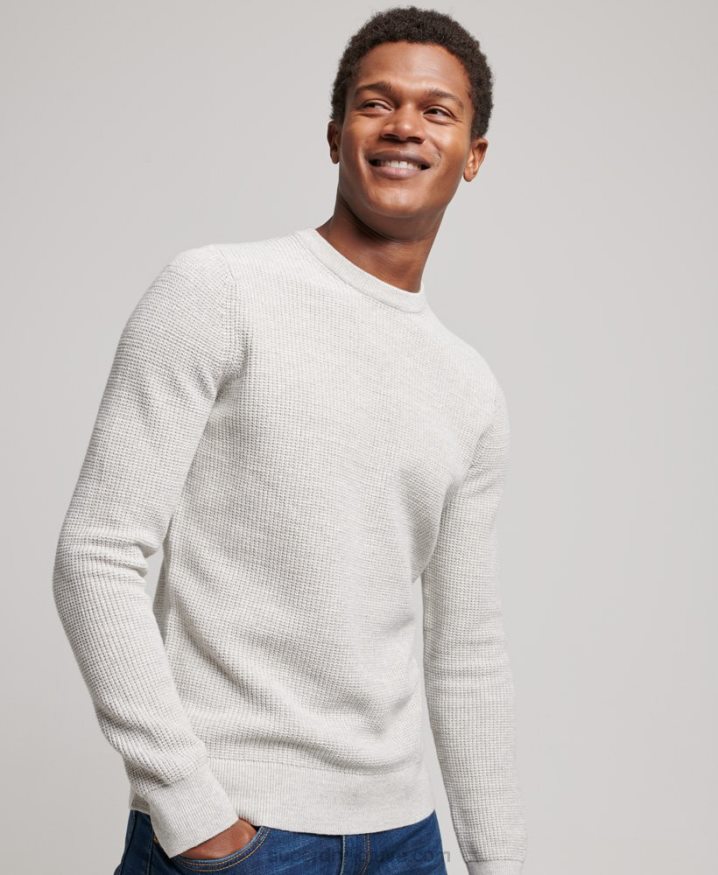 Superdry Vintage Textured Crew Knit Jumper Grey Men