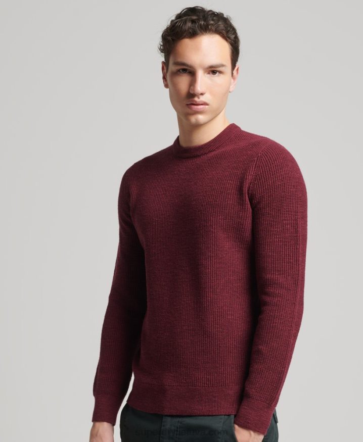 Superdry Vintage Textured Crew Knit Jumper Red Men
