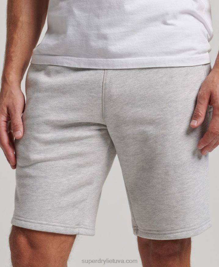 Superdry Vintage Logo Embroidered Jersey Shorts Light Grey Men