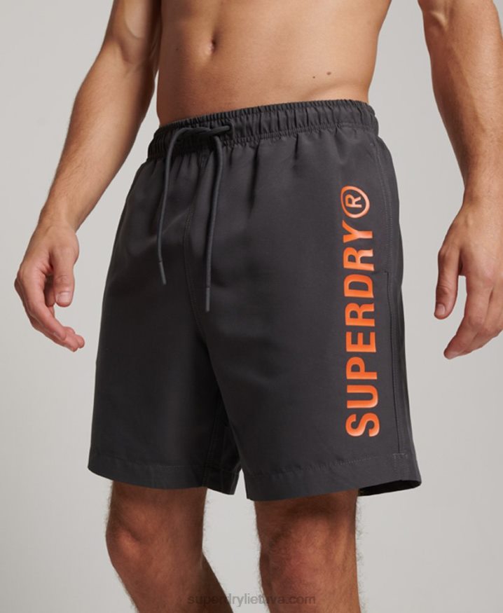 Superdry Core Sport 17 Inch Recycled Swim Shorts Dark Grey Men