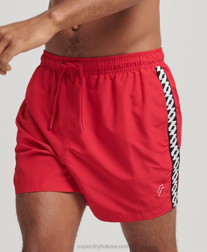 Superdry Tape 15 Inch Recycled Swim Shorts Red Men