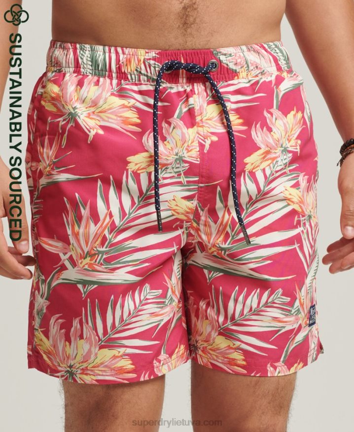 Superdry Vintage Hawaiian Recycled Swim Shorts Pink Men