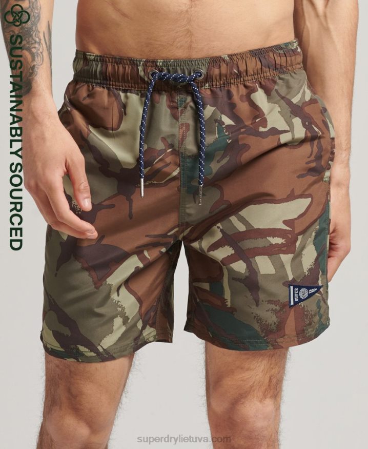 Superdry Vintage Varsity Recycled Swim Shorts Green Men