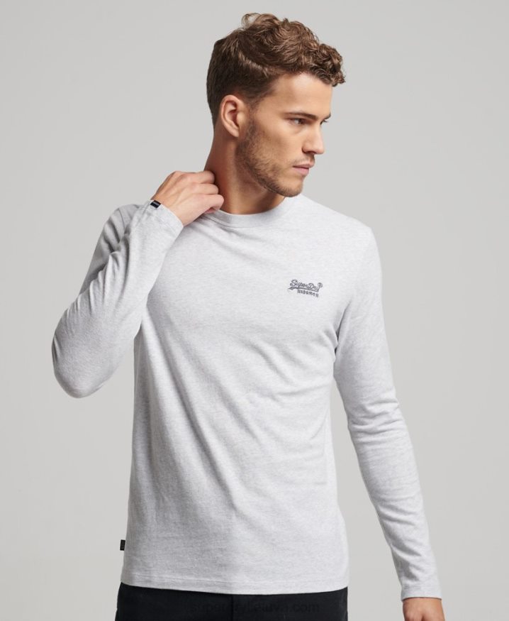 Superdry Organic Cotton Vintage Logo Embroidered Top Light Grey Men