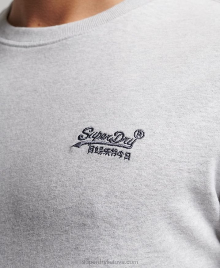 Superdry Organic Cotton Vintage Logo Embroidered Top Light Grey Men