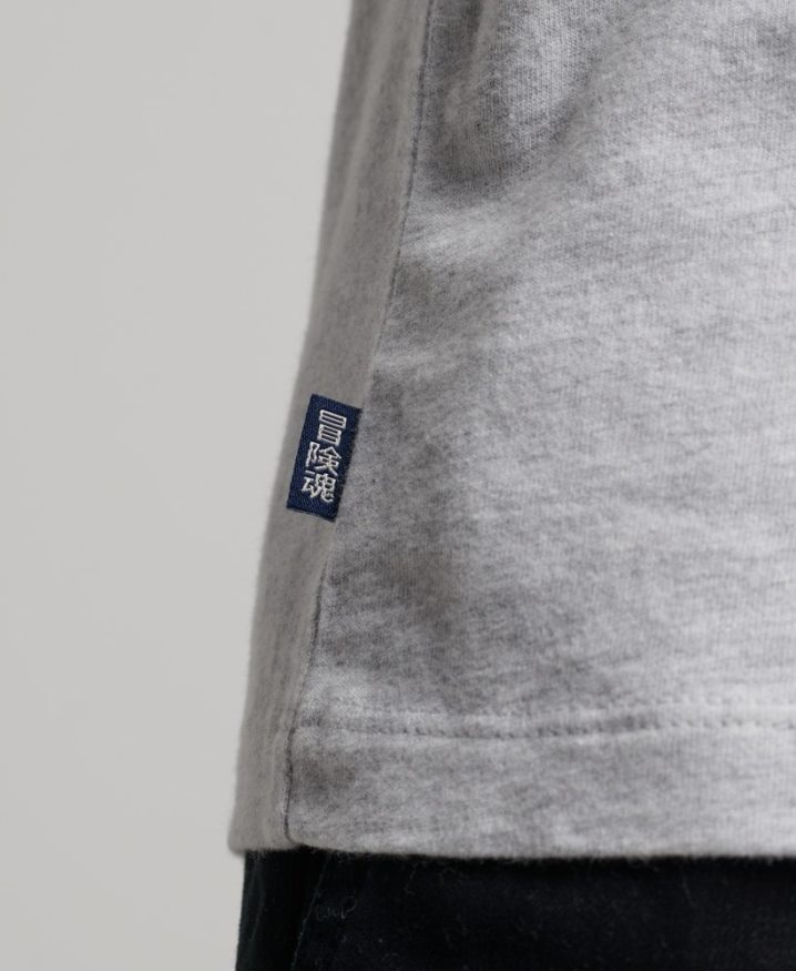 Superdry Organic Cotton Vintage Logo Embroidered Top Light Grey Men