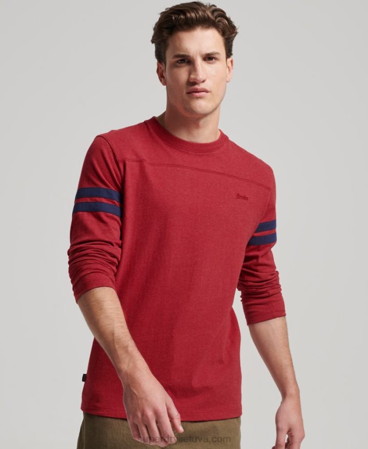Superdry Organic Cotton Vintage Logo Quarterback Top Red Men